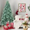 8ft Blue-Green Tint PE/PVC Hybrid Automatic Xmas Tree Decor Artificial Christmas Tree