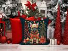 Fawn French Bulldog Christmas Throw Pillow Machine Washable, Indoor Outdoor Decorative Pillow for Couch, Bed or Patio, 14Hx14W