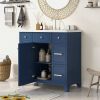 36" Bathroom Vanity Cabinet with Sink Top Combo Set; Navy Blue; Single Sink; Shaker Cabinet with Soft Closing Door and Drawer
