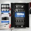 71"H Metal Garage Storage Cabinet, Black Tool Steel Locking Cabinet with Doors and 4 Shelves