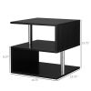 Lift Top Coffee Table Designer S-Shaped Black 3-Tier Side Table Multi Level with 2 Steel Support Poles