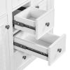36" Bathroom Vanity with Ceramic Basin, Two Cabinets and Five Drawers, Solid Wood Frame