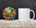 Colorful Sunflowers Large Sandstone Coasters Pack of 4 Absorbent Round Coasters Decor Gifts for Men or Women, 4 in, Multicolor