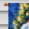 White Poodle Christmas House Flag Large Porch Sleeve Pole Decorative Outside Yard Banner Artwork Wall Hanging, Polyester, House Size, Multicolor