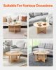 VEVOR Rattan Coffee Table Round Wood Coffee Table Single Tier for Living Room