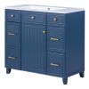 36" Bathroom Vanity Cabinet with Sink Top Combo Set; Navy Blue; Single Sink; Shaker Cabinet with Soft Closing Door and Drawer