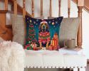 Bloodhound Christmas Throw Pillow Machine Washable, Indoor Outdoor Decorative Pillow for Couch, Bed or Patio, 14Hx14W