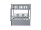 Full Over Full Rubber Wood Bunk Bed with Trundle, Ladder and Guardrails, Convertible to 2 Full Size Beds, with Twin Size Trundle