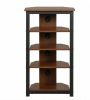 Brown Media Stand 4-Tier Audio Rack AV Corner Shelf with Cable Management for DVD Players Game Console TV Box Xbox WiFi Router