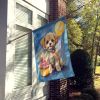 Maltipoo Happy Birthday House Flag Large Porch Sleeve Pole Decorative Outside Yard Banner Artwork Wall Hanging, Polyester, House Size, Multicolor