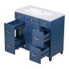 36" Bathroom Vanity Cabinet with Sink Top Combo Set; Navy Blue; Single Sink; Shaker Cabinet with Soft Closing Door and Drawer