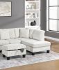 3pc Sectional Set RAF Chaise LAF Sofa Storage Ottoman Beige Color Corduroy Couch Pillows Modern Living Room