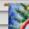 Bernedoodle Christmas House Flag Large Porch Sleeve Pole Decorative Outside Yard Banner Artwork Wall Hanging, Polyester, House Size, Multicolor
