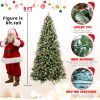 Prelit Artificial Christmas Tree, Snow Frosted Xmas Tree with Pre-Decorated Pine Cones & Red Berries,750 Lights,3751 Branches Tips and Foldable Base