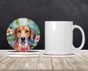 American Foxhound Luau Large Sandstone Coasters Pack of 4 Absorbent Round Coasters Decor Gifts for Men or Women, 4 in, Multicolor