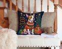 NEW Pit Bull Terrier Christmas Throw Pillow Machine Washable, Indoor Outdoor Decorative Pillow for Couch, Bed or Patio, 14Hx14W