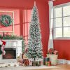 7.5' Tall Unlit Snow-Flocked Slim Artificial Christmas Tree with Realistic Branches and 738 Tips