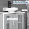 kleankin Under Sink Pedestal Storage Bathroom Cabinet, Gray White