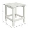Adirondack Side Table, Square Patio End Table, Weather Resistant 15" Outdoor HDPE Table for Porch, Pool, Balcony, White