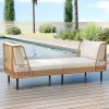 Patio Wicker Daybed Outdoor Boho Rattan Loveseat Sofa with 6 Sturdy Metal Legs Adjustable Foot Pads Seat and Back Cushions