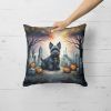 Scottish Terrier Spooky Halloween Throw Pillow Machine Washable, Indoor Outdoor Decorative Pillow for Couch, Bed or Patio, 18Hx18W