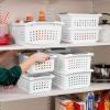 10-Pack Medium Stacking Basket, Open Top Plastic Storage Organizer, White - Stackable Crate Containers for Countertop, Cabinet, Pantry Shelf