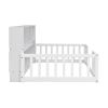 Twin Floor Bed with Bedside Bookcase,Shelves,Guardrails,White