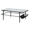 3pc Stylish Occasional Table Set White Marble Print Tempered Glass Top Coffee Table and End Tables Modern Home Furniture
