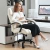 Vinsetto High Back Office Desk Chair, 485lbs Heavy Duty Desk Chair with Swivel Wheels, Cream White