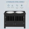 PawHut Dog Food Storage Cabinet with Bowls & Dog Feeding Station, Black