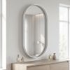 24"x36" Bathroom Mirror Oval Wall Mirror Vanity Mirror with Metal Deep Frame,White