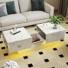 Coffee Table with Sliding Tabletop, Center Table with Hidden Storage Compartment, Extendable Table for Living Room