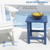 Patio Side Table, 15" Square Outdoor End Table, HDPE Plastic Tea Table for Adirondack Chair, Backyard or Lawn, Blue