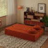 Modern Floor Sofa with 2 Pillows,Convertible Plush Corduroy Foam-Filled Sleeper Sofa Bed,14.2" Full Size Folding Mattress for Living Room,Guest Bed