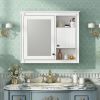 32'' Bathroom Wall Cabinet with Mirror, Wall Mounted Medicine Cabinet with 3 Shelves, Mirrored Door Over Toilet Storage Cabinet, White