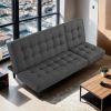 Dark Gray Futon Sofa Biscuit Tufting Seat Back 1pc Sofa Adjustable Headrest Converts to Chaise Couch