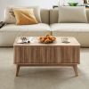 35.5" Rectangle Wooden Fluted Lift Top Coffee Table