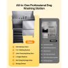 Stainless Steel Dog Washing Station, 50 inch Pet Grooming Tub w/ Ramp