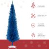 HOMCOM 7FT Decorated Christmas Tree, Pencil Christmas Tree with 499 Realistic Branch Tips and Plastic Stand, Blue