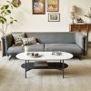 Coffee table ceramic Coffee Table, MDF painting Double Layer Coffee Table for Living Room, white ceramic and Coffee Brown Bottom Shelf