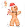 8ft Christmas Inflatable Gingerbread Man with a Candy Cane, Outdoor Blow-Up Yard Decoration with LED Lights Display