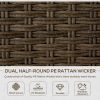 Outsunny Patio Wicker Haven: 5-Piece PE Rattan Loveseat Set with Coffee & Side Tables, Beige | Tranquil Outdoor Retreat.