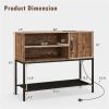 Rustic Brown Sideboard with 2 AC Outlets & 2 USB Ports, Charging Buffet Cabinet with Wine Rack- Rustic Brown