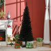 5' Artificial Pencil Christmas Tree, Slim Xmas Tree with 294 Realistic Branch Tips and Plastic Stand, Black