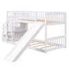 Stairway Twin over Twin Bunk Bed with Two Drawers and Slide, White(OLD SKU :LT000155AAK)