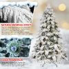 6ft Flocked Scarecrow-Shaped Christmas Tree with 270 Warm White LED Lights, 594 PVC Memory Wire Tips