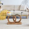 Modern Style Glass Top MDF Coffee Table with Natural Wood Color Base - Suitable for Living Rooms and Lounge Areas