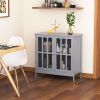 Sideboard Buffet, Storage Cabinet with 2 Doors, Credenza for Multifunction in Kitchen, Console, Living Room, Gray