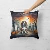 Basset Hound Spooky Halloween Throw Pillow Machine Washable, Indoor Outdoor Decorative Pillow for Couch, Bed or Patio, 18Hx18W