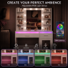 Vanity Desk with Lighted Mirror, Makeup Table with UL-Certified Power Outlet, App-Controlled RGB Light Strip, Storage Shelves, Cabinet and Drawers